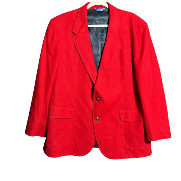 Vintage Pendleton 100% Pure Virgin Wool Single-Breasted Blazer Jacket 46 Red - Picture 1 of 7